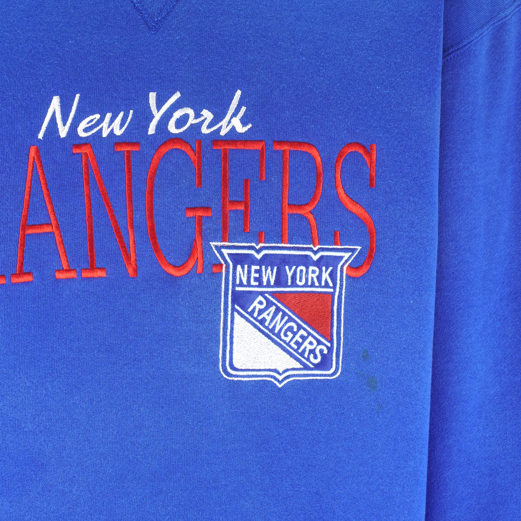 NHL (Russell Athletic) - New York Rangers Embroidered Sweatshirt 1990s Large Vintage Retro Hockey