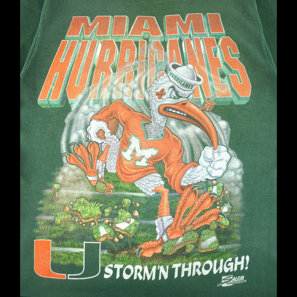 NCAA (Salem) - Miami Hurricanes Storm'n Through T-Shirt 1990s Medium Vintage Retro Football College