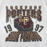 Vintage NCAA (Russell Athletic) - Lockport Porters State Playoff Sweatshirt 1997 X-Large in gray