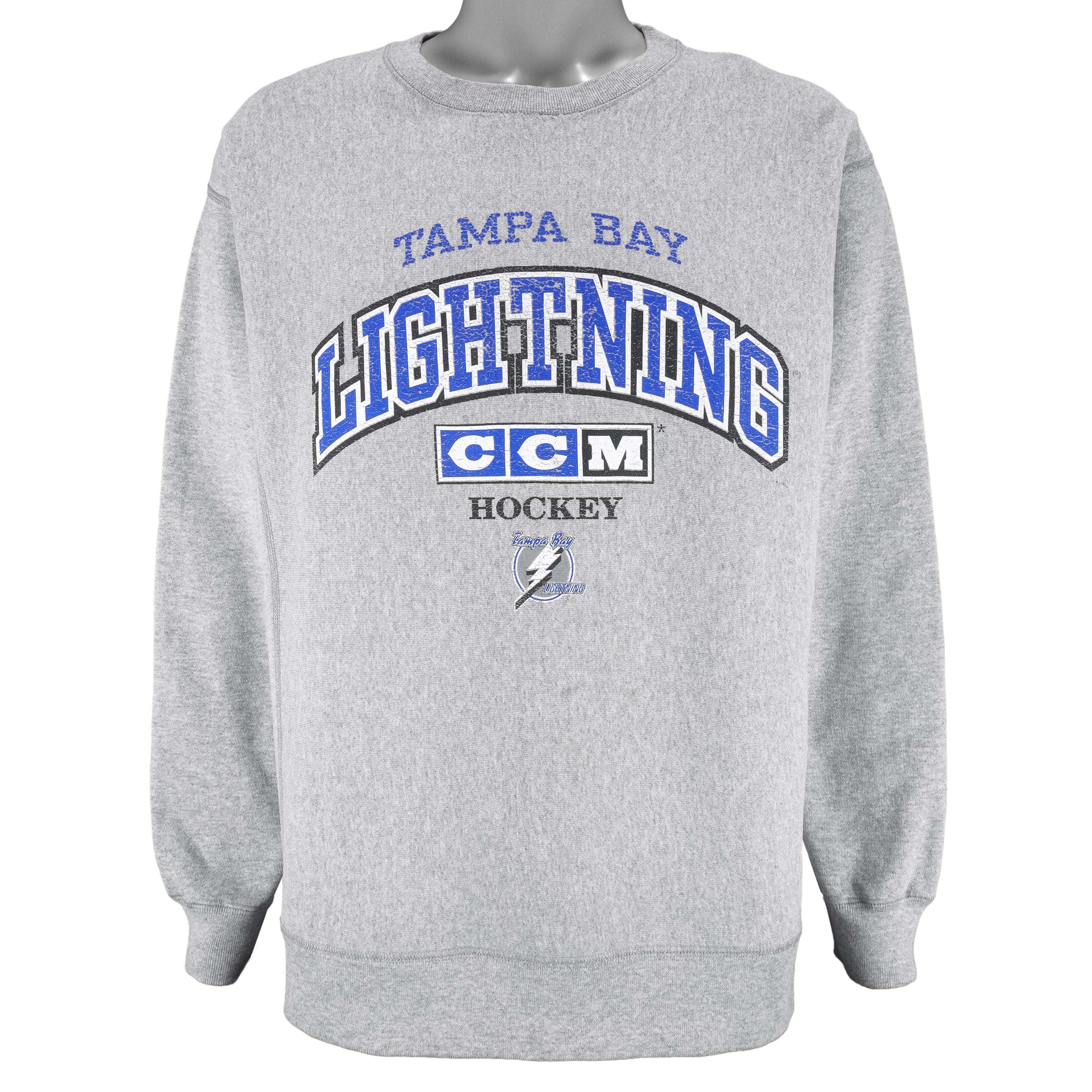 NHL (CCM) - Tampa Bay Lightning Crew Neck Sweatshirt 1990s X-Large Vintage Retro Hockey