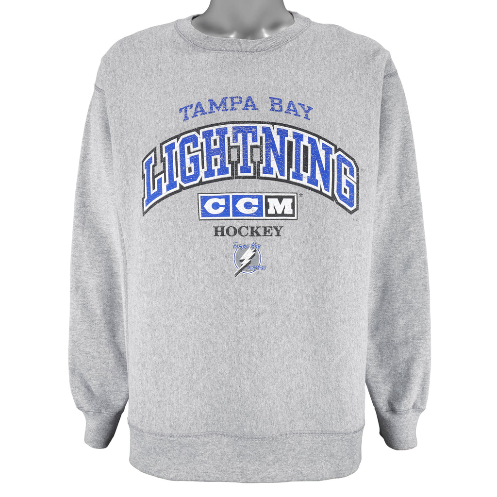 NHL (CCM) - Tampa Bay Lightning Crew Neck Sweatshirt 1990s X-Large Vintage Retro Hockey