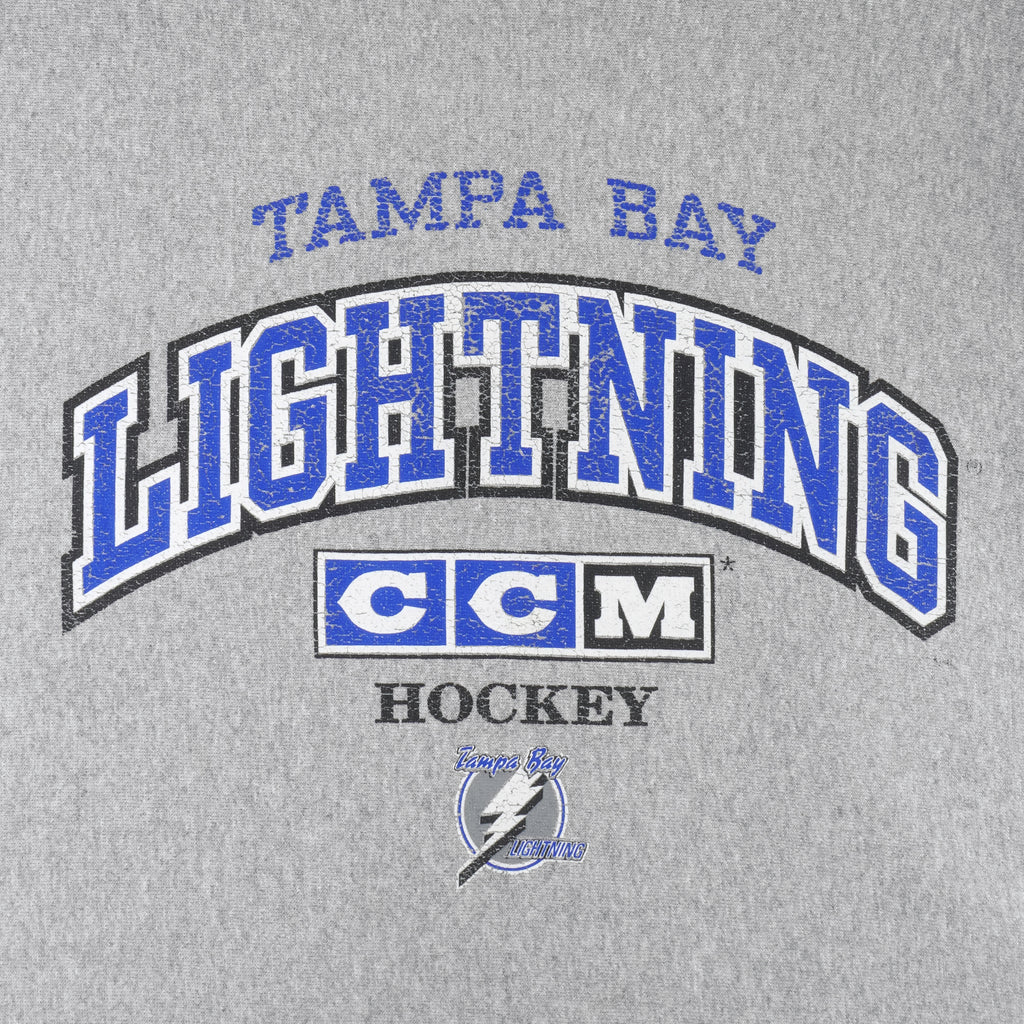 NHL (CCM) - Tampa Bay Lightning Crew Neck Sweatshirt 1990s X-Large Vintage Retro Hockey