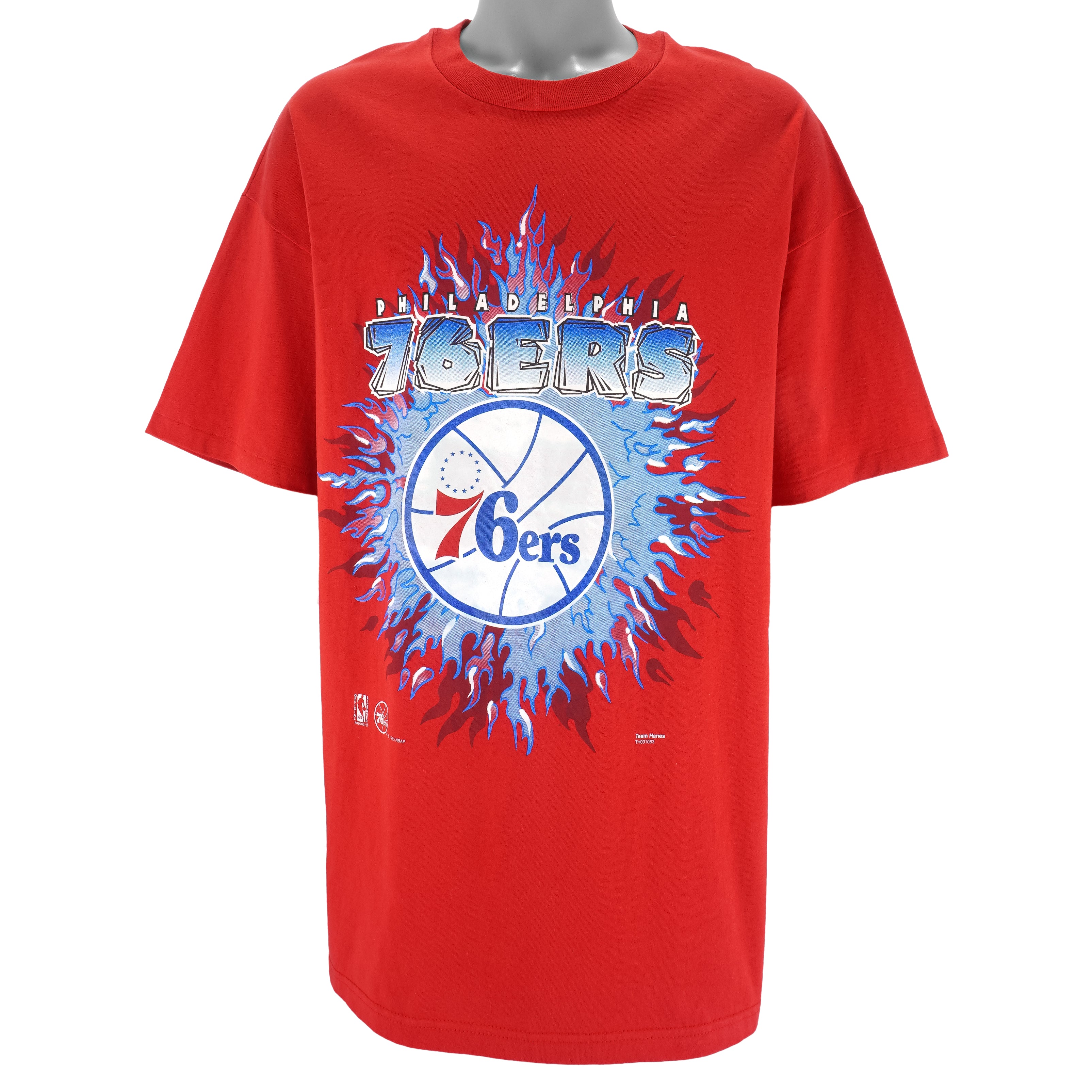 NBA (Hanes) - Philadelphia 76ers Single Stitch T-Shirt 1990s X-Large Vintage Retro Basketball