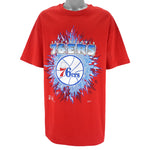 NBA (Hanes) - Philadelphia 76ers Single Stitch T-Shirt 1990s X-Large Vintage Retro Basketball