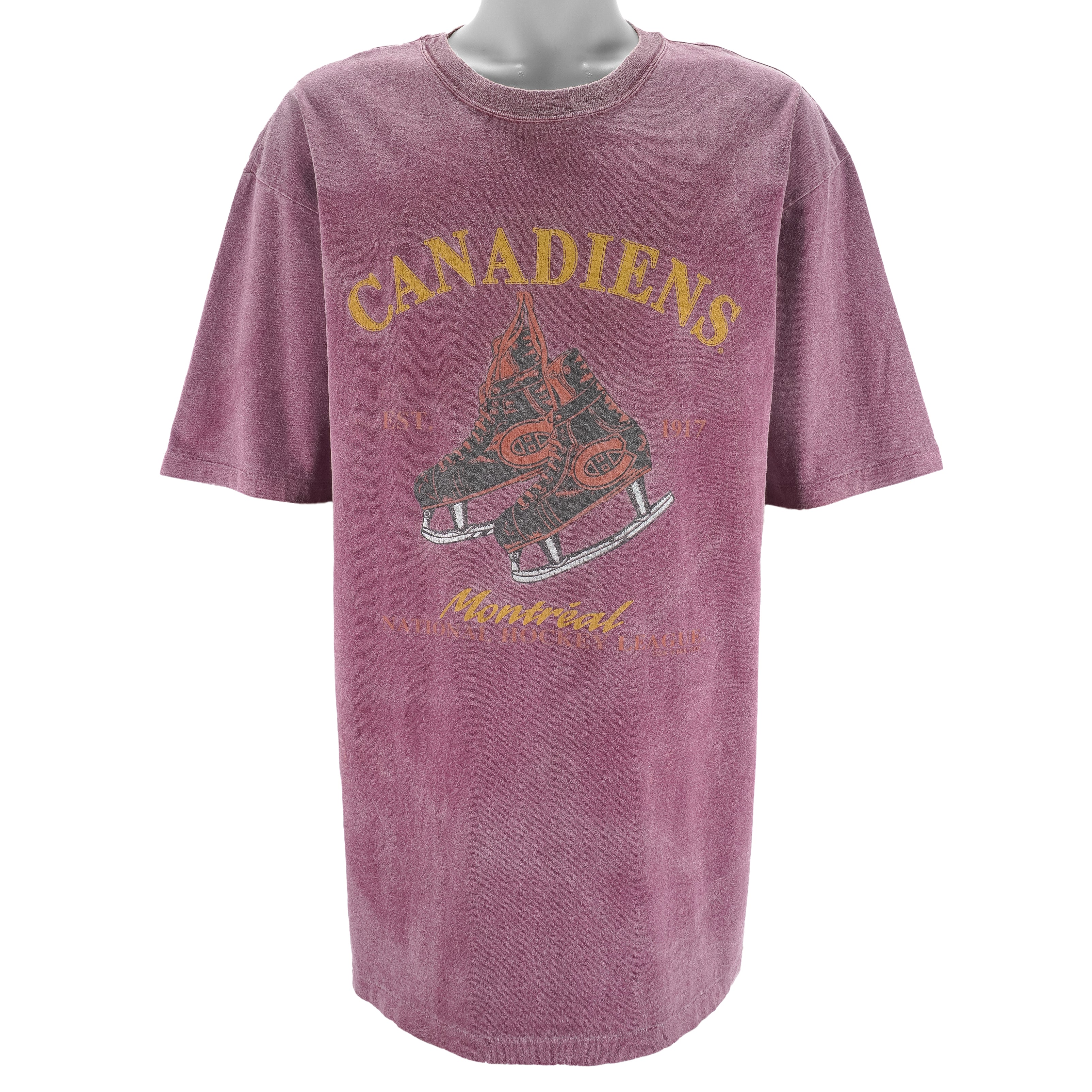 NHL (Waves) - Montreal Canadiens Hockey Skates T-Shirt 1993 X-Large Vintage Retro Hockey