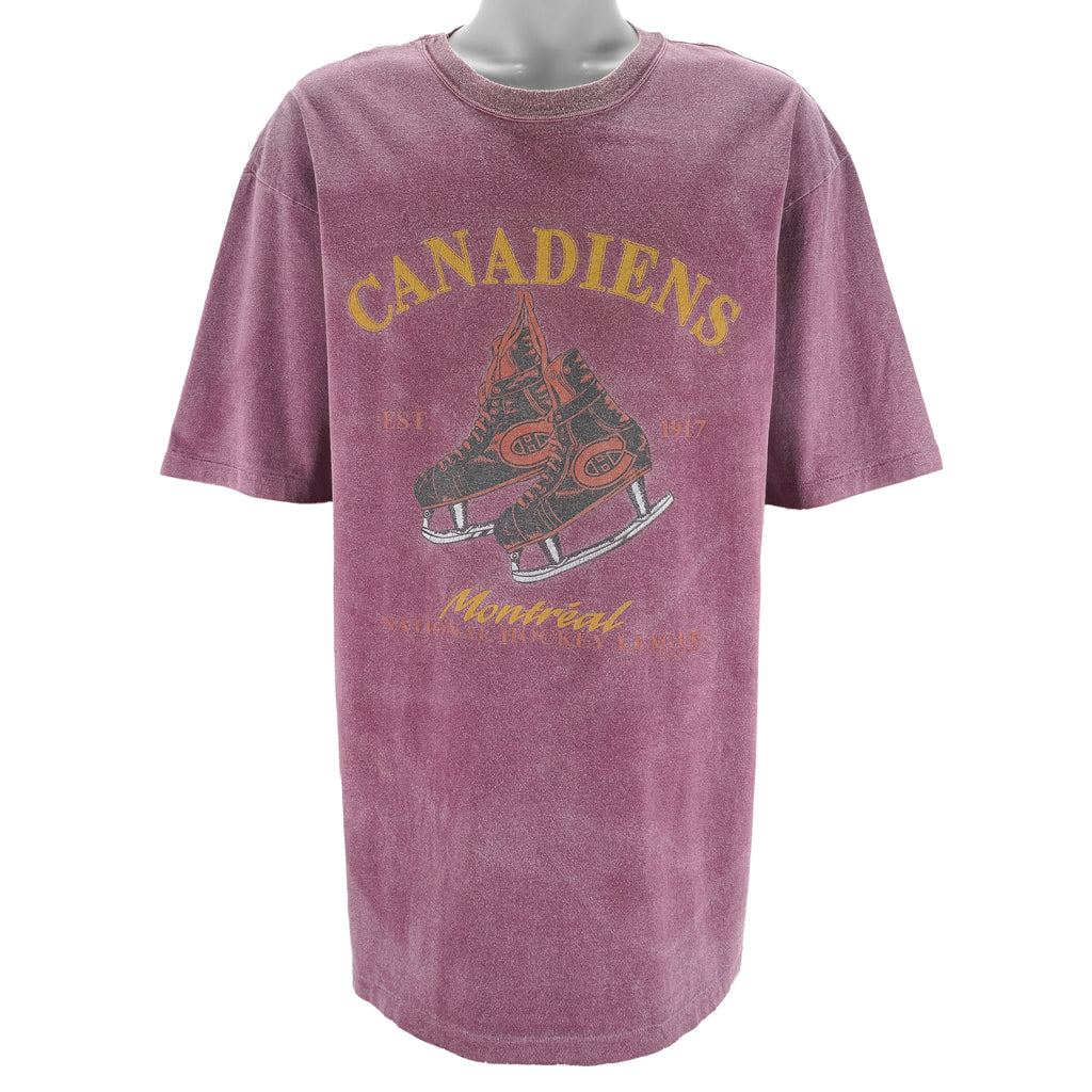NHL (Waves) - Montreal Canadiens Hockey Skates T-Shirt 1993 X-Large Vintage Retro Hockey
