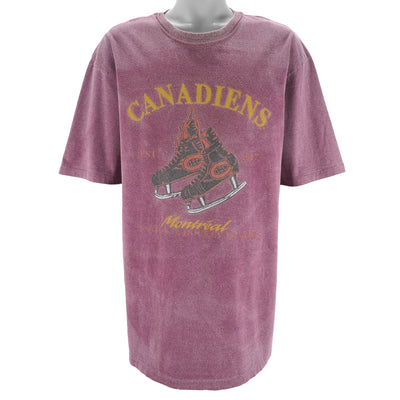 NHL (Waves) - Montreal Canadiens Ice Hockey Skates T-Shirt 1993 X-Large