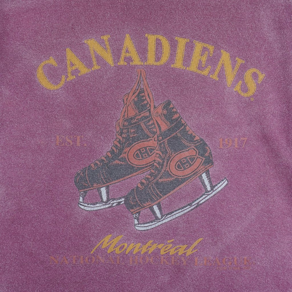 NHL (Waves) - Montreal Canadiens Hockey Skates T-Shirt 1993 X-Large Vintage Retro Hockey