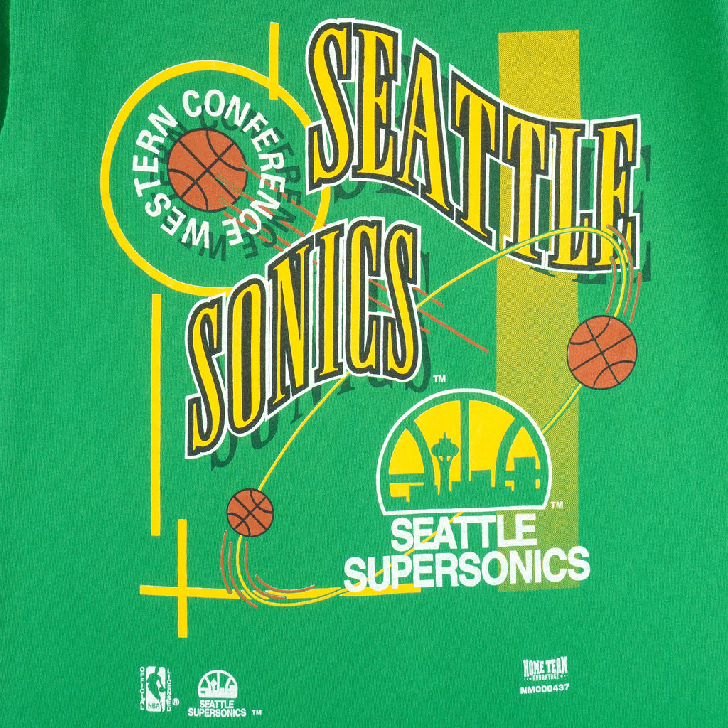 NBA (Home Team) - Seattle SuperSonics Single Stitch T-Shirt 1990s Large Vintage Retro Basketball