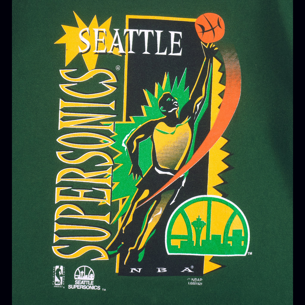 NBA (Competitor) - Seattle Supersonics Single Stitch T-Shirt 1990s Large Vintage Retro Basketball