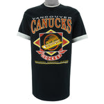 NHL (Waves) - Vancouver Canucks Underlayer Single Stitch T-Shirt 1994 Medium Vintage Retro Hockey