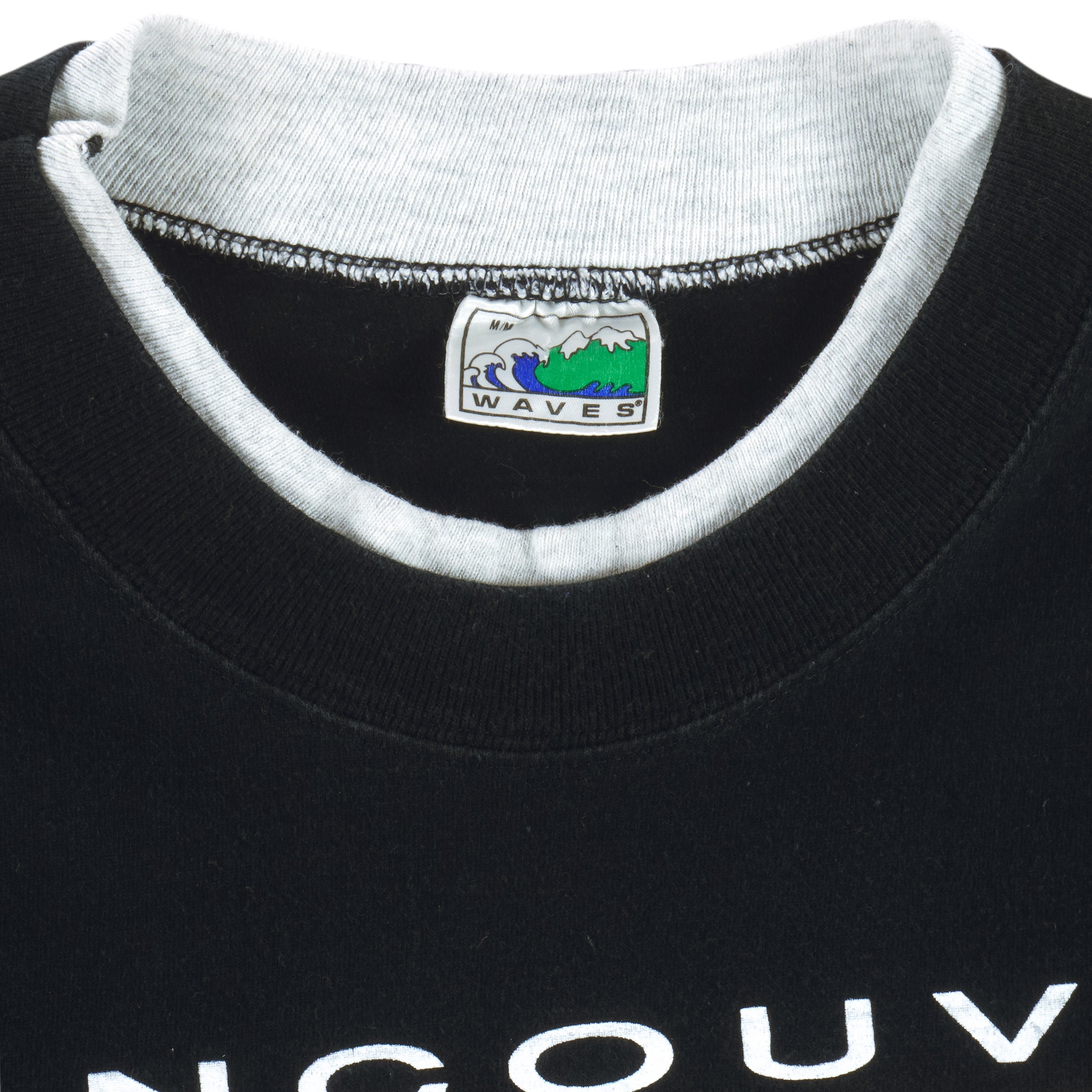 NHL (Waves) - Vancouver Canucks Underlayer Single Stitch T-Shirt 1994 Medium Vintage Retro Hockey