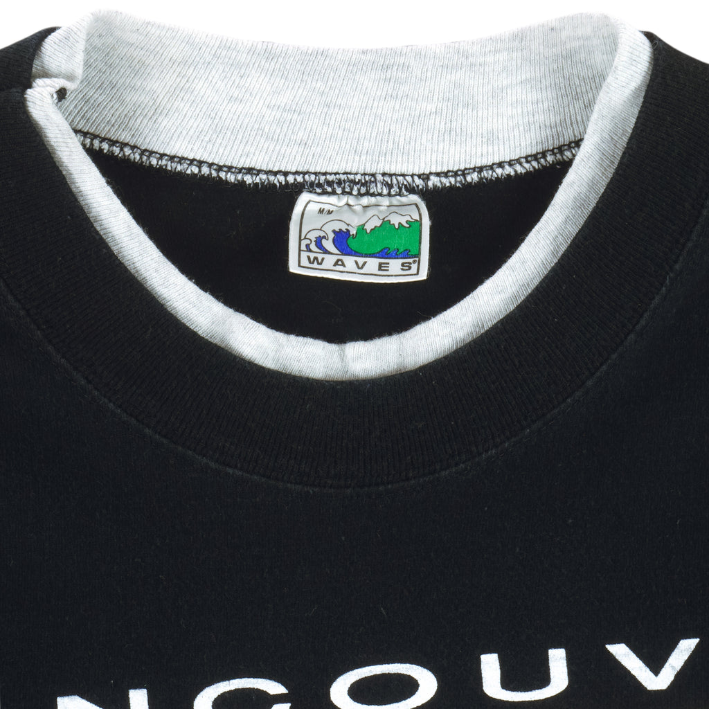 NHL (Waves) - Vancouver Canucks Underlayer Single Stitch T-Shirt 1994 Medium Vintage Retro Hockey