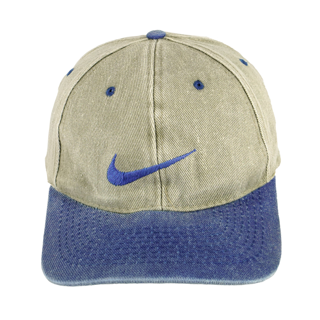 Nike - Brown Swoosh Logo Strapback Hat 1990s OSFA Vintage Retro