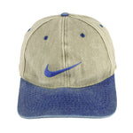 Nike - Embroidered Swoosh Logo Denim Strapback Hat 1990s OSFA
