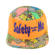 Orange multicolor 1990s Pro-Pac Safety Begins With Me geometric snapback hat