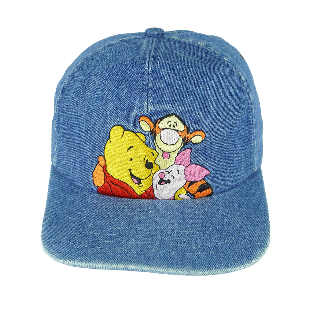 Disney - Winnie The Pooh Embroidered Denim Hat 1990s OSFA Vintage Retro