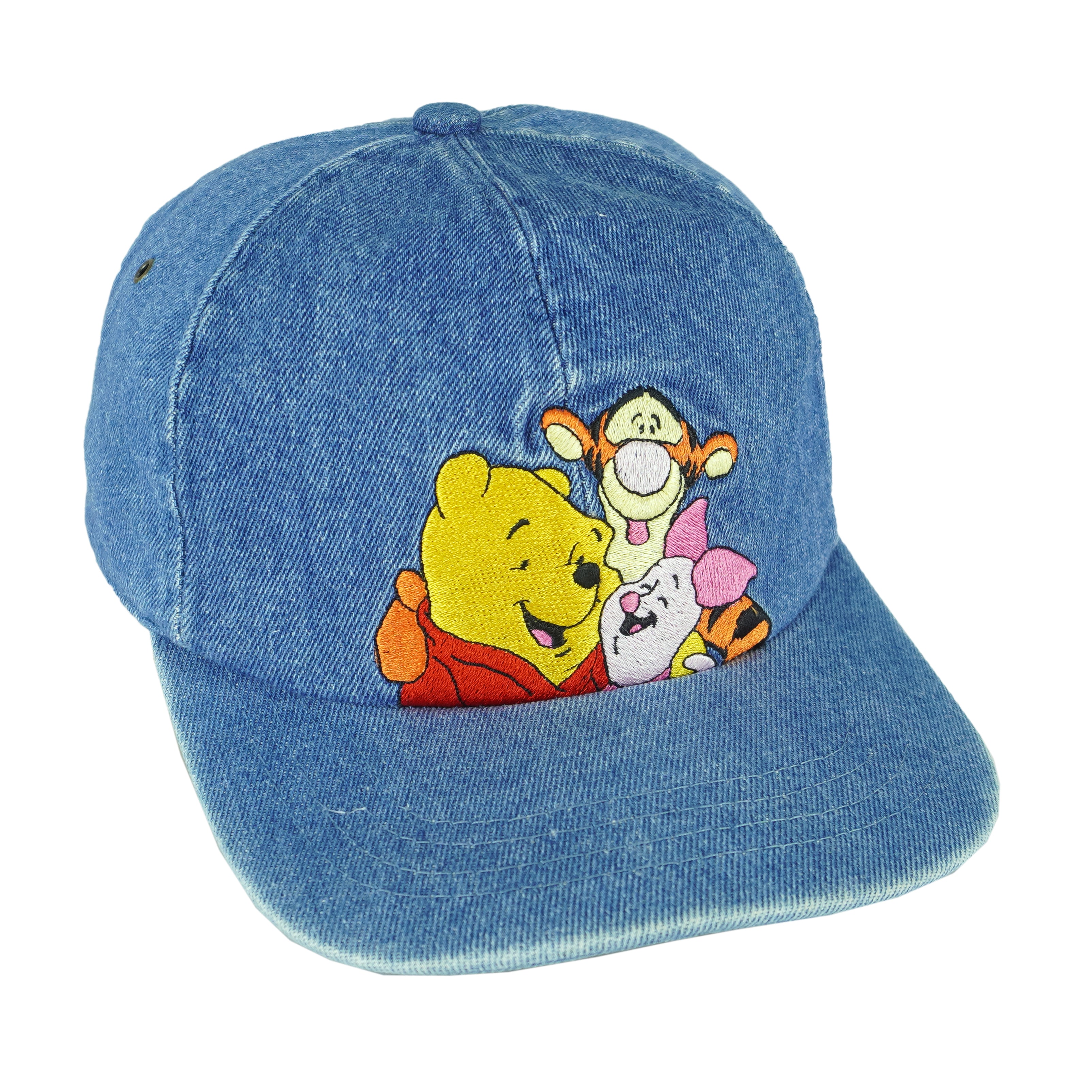 Disney - Winnie The Pooh Embroidered Denim Hat 1990s OSFA Vintage Retro