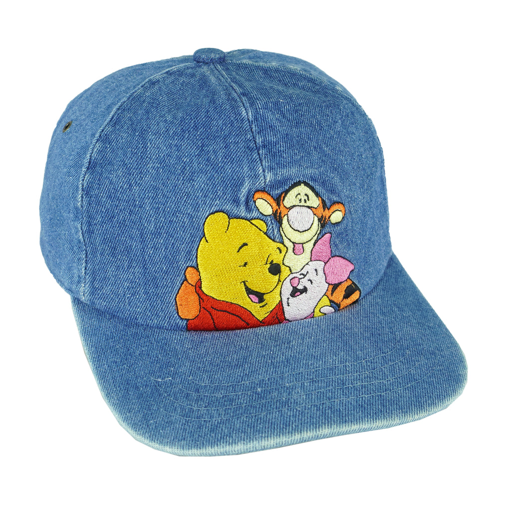 Disney - Winnie The Pooh Embroidered Denim Hat 1990s OSFA Vintage Retro