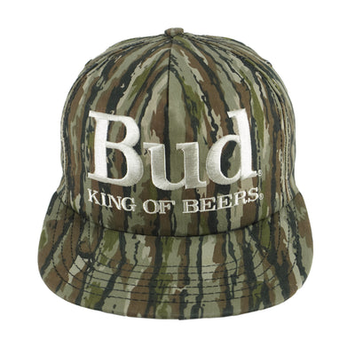 Budweiser - King of Beers Embroidered Camo Snapback Hat 1990s OSFA