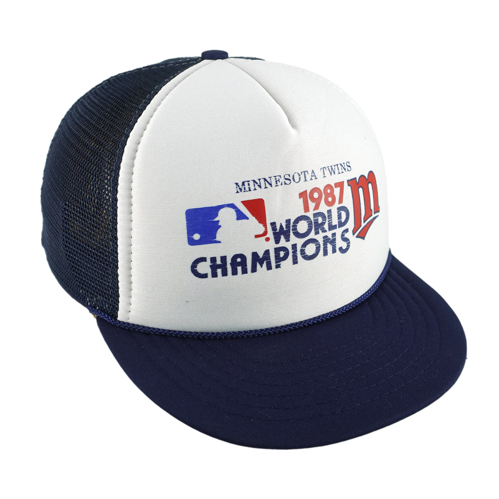 MLB (Nissin) - Minnesota Twins World Champs Trucker Hat 1987 OSFA Vintage Retro Baseball