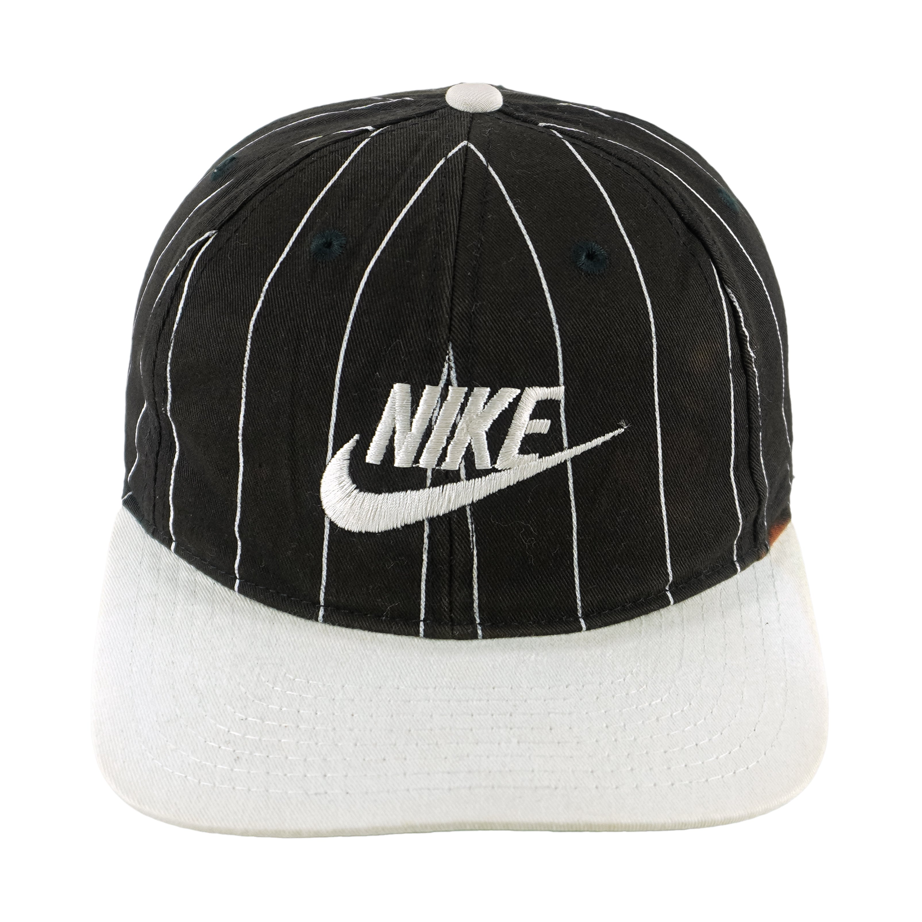 Nike - Embroidered Stripes Snapback Hat 1990s OSFA Vintage Retro