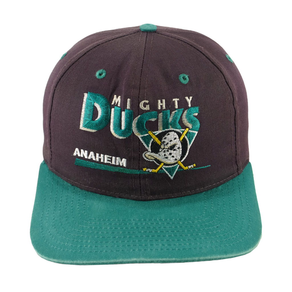 NHL (Twins Enterprise) - Anaheim Mighty Ducks Snapback Hat 1990s OSFA Vintage Retro Hockey