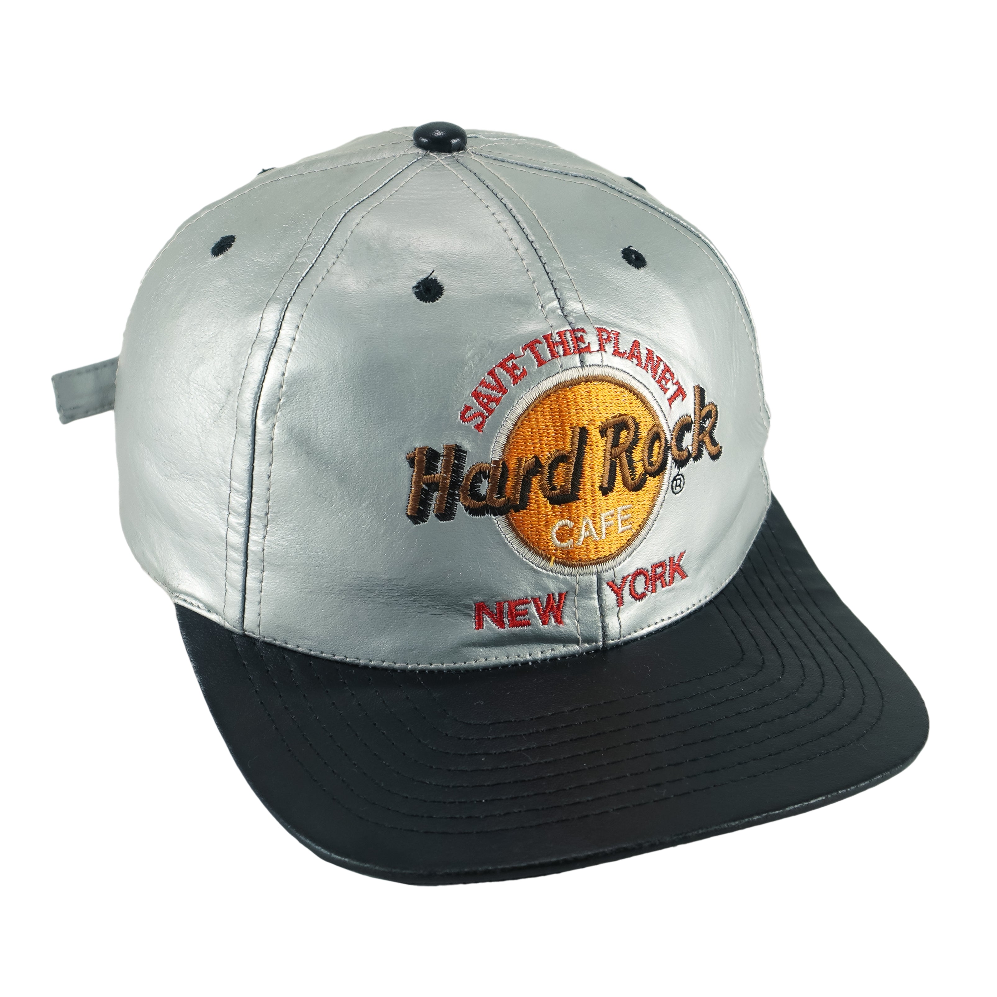 Vintage - Hard Rock Cafe New York Faux Leather Adjustable Hat 1990s OSFA Vintage Retro