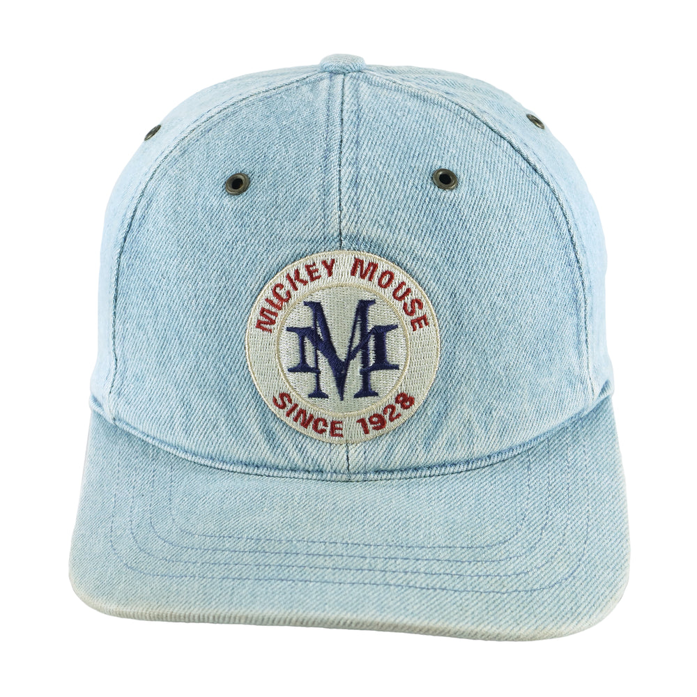 Disney (Goofy's Hat Co) - Mickey Mouse Denim Adjustable Hat 1990s OSFA Vintage Retro