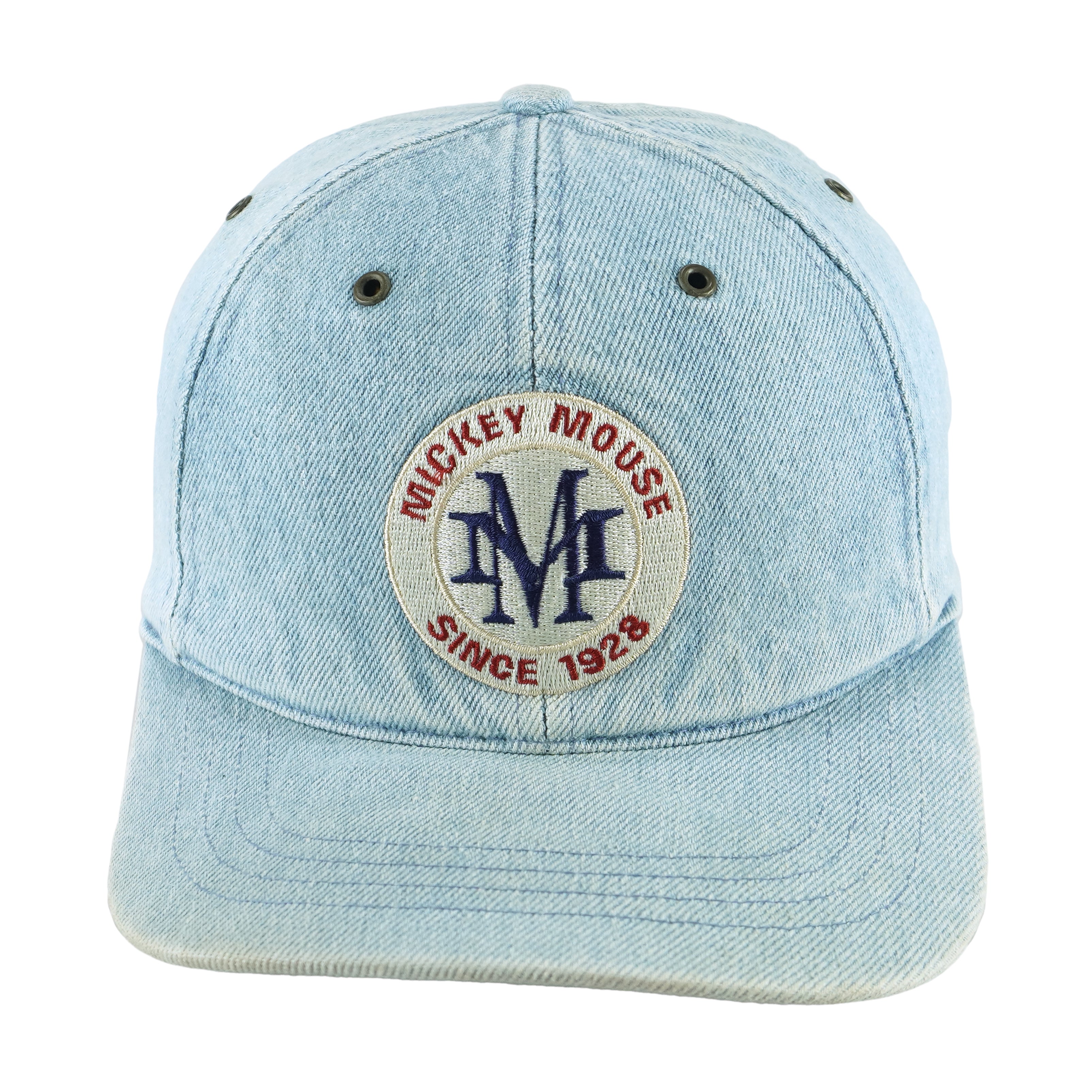 Disney (Goofy's Hat Co) - Mickey Mouse Denim Adjustable Hat 1990s OSFA Vintage Retro