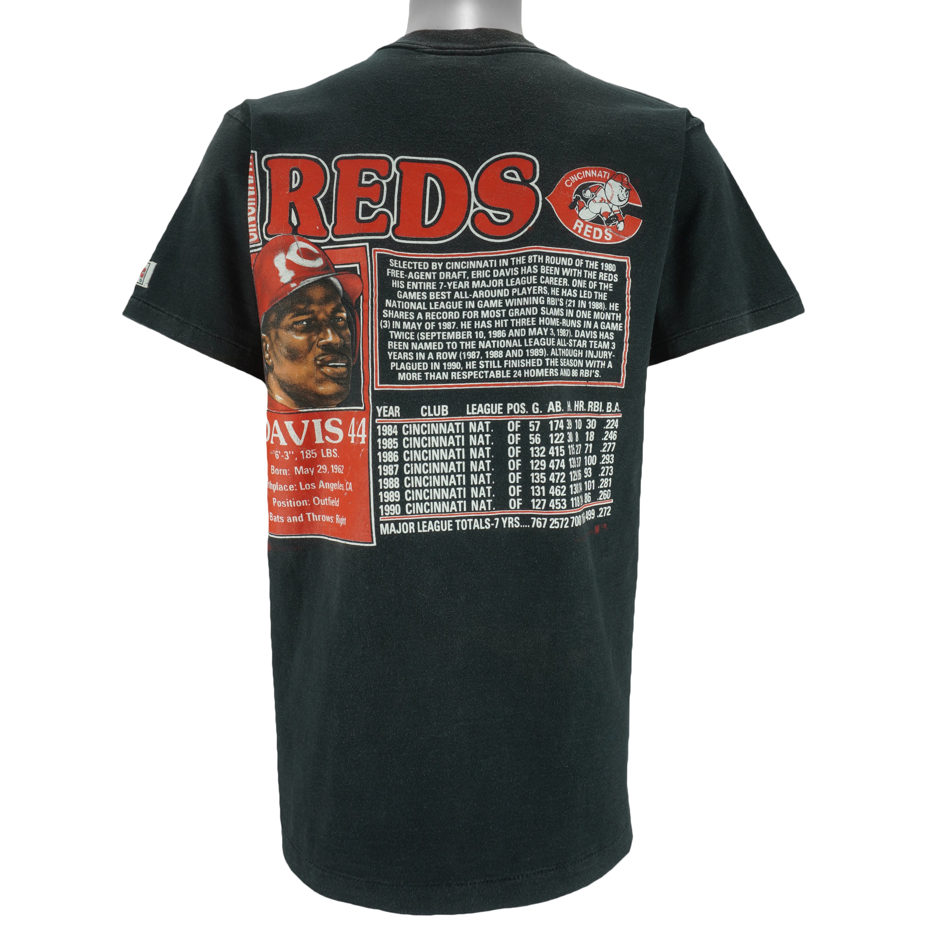 MLB (Nutmeg) - Cincinnati Reds Eric Davis No.44 MVP T-Shirt 1990s Large vintage retro baseball