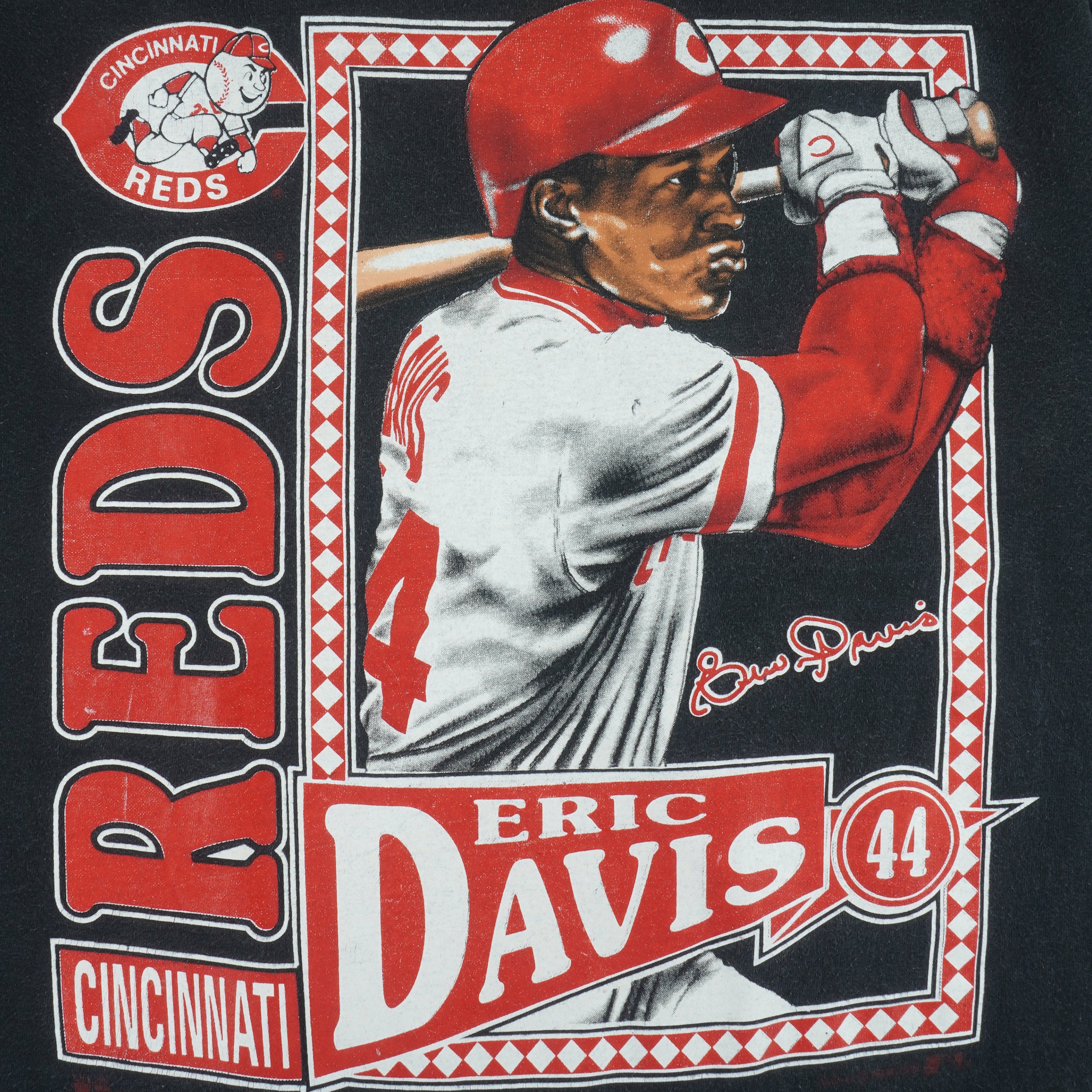 MLB (Nutmeg) - Cincinnati Reds Eric Davis No.44 MVP T-Shirt 1990s Large vintage retro baseball