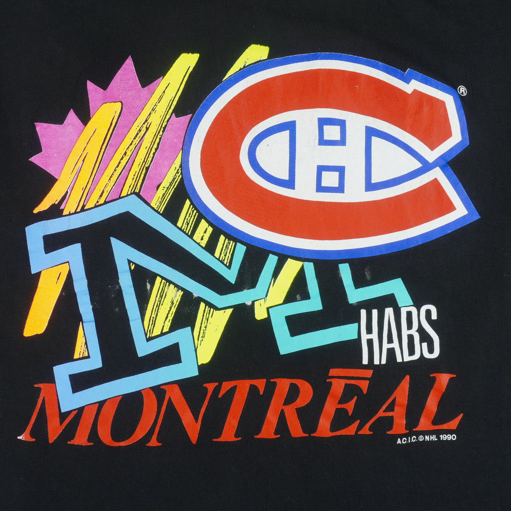 NHL (Softwear) - Montreal Canadiens M HabsT-Shirt 1990 Medium vintage retro hockey