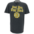 NHL - Boston Bruins Real Men Wear Black T-Shirt 1990 Large vintage retro hockey