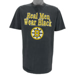 NHL - Boston Bruins Real Men Wear Black T-Shirt 1990 Large