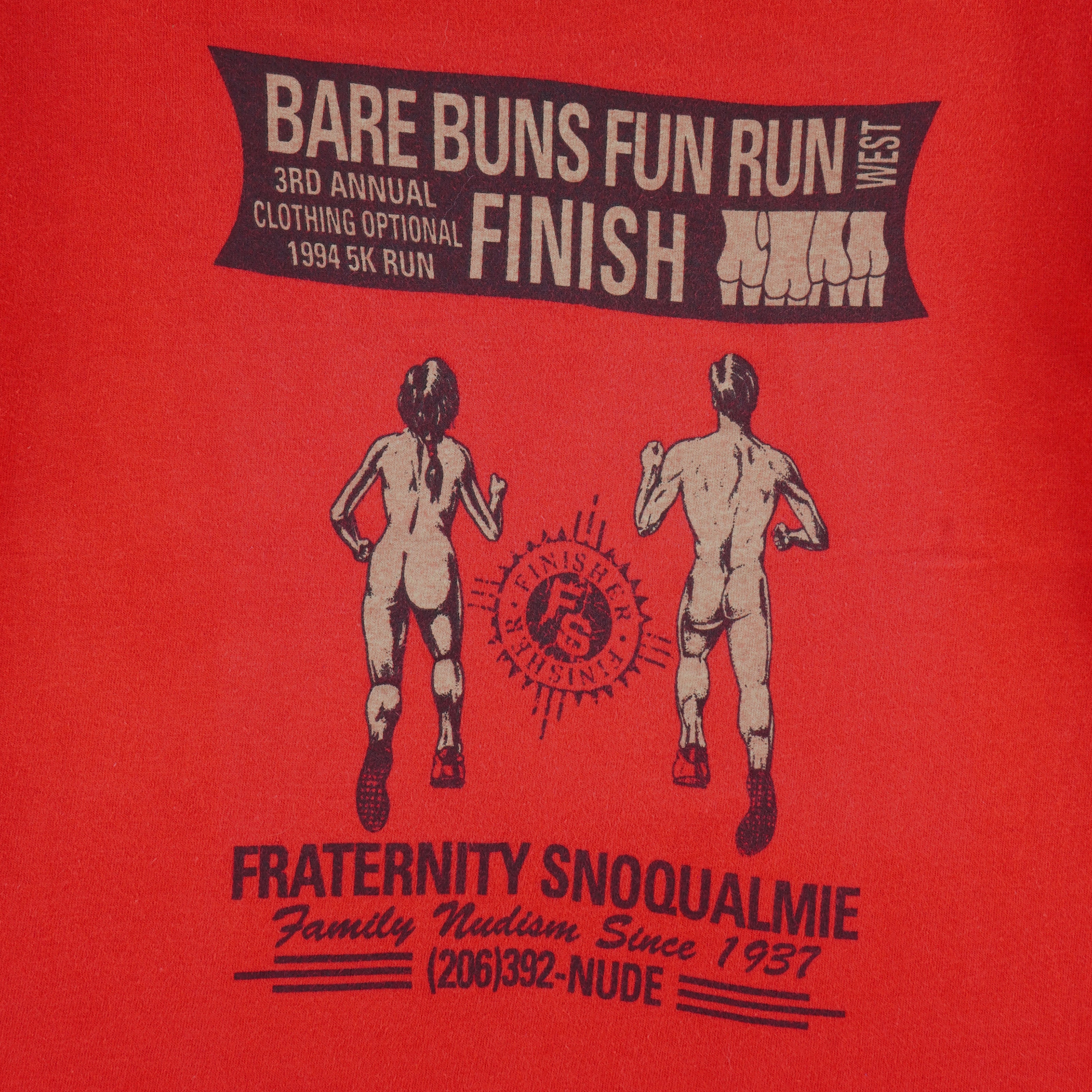 Vintage (Hanes) - Bare Buns Fun Run T-Shirt 1994 Medium vintage retro