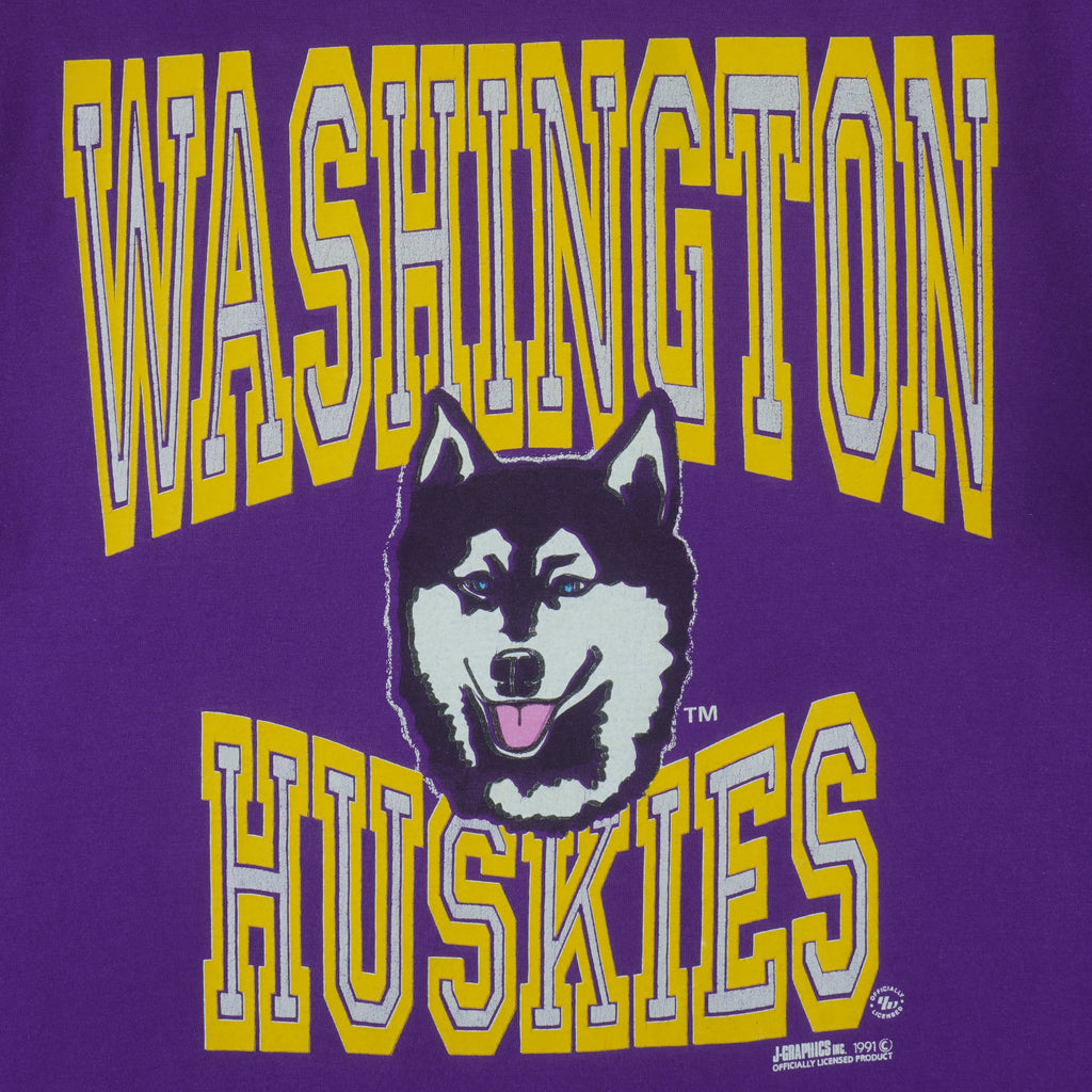 NCAA (Jerzees) - Washington Huskies Deadstock T-Shirt 1991 Large vintage retro football college