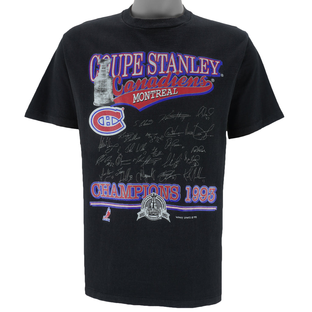 NHL (Woody Sports) - Montreal Canadiens Coupe Stanley T-Shirt 1993 Large vintage retro hockey