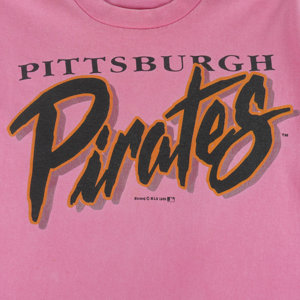 MLB (Nutmeg) - Pittsburgh Pirates Spell-Out T-Shirt 1989 X-Large vintage retro baseball