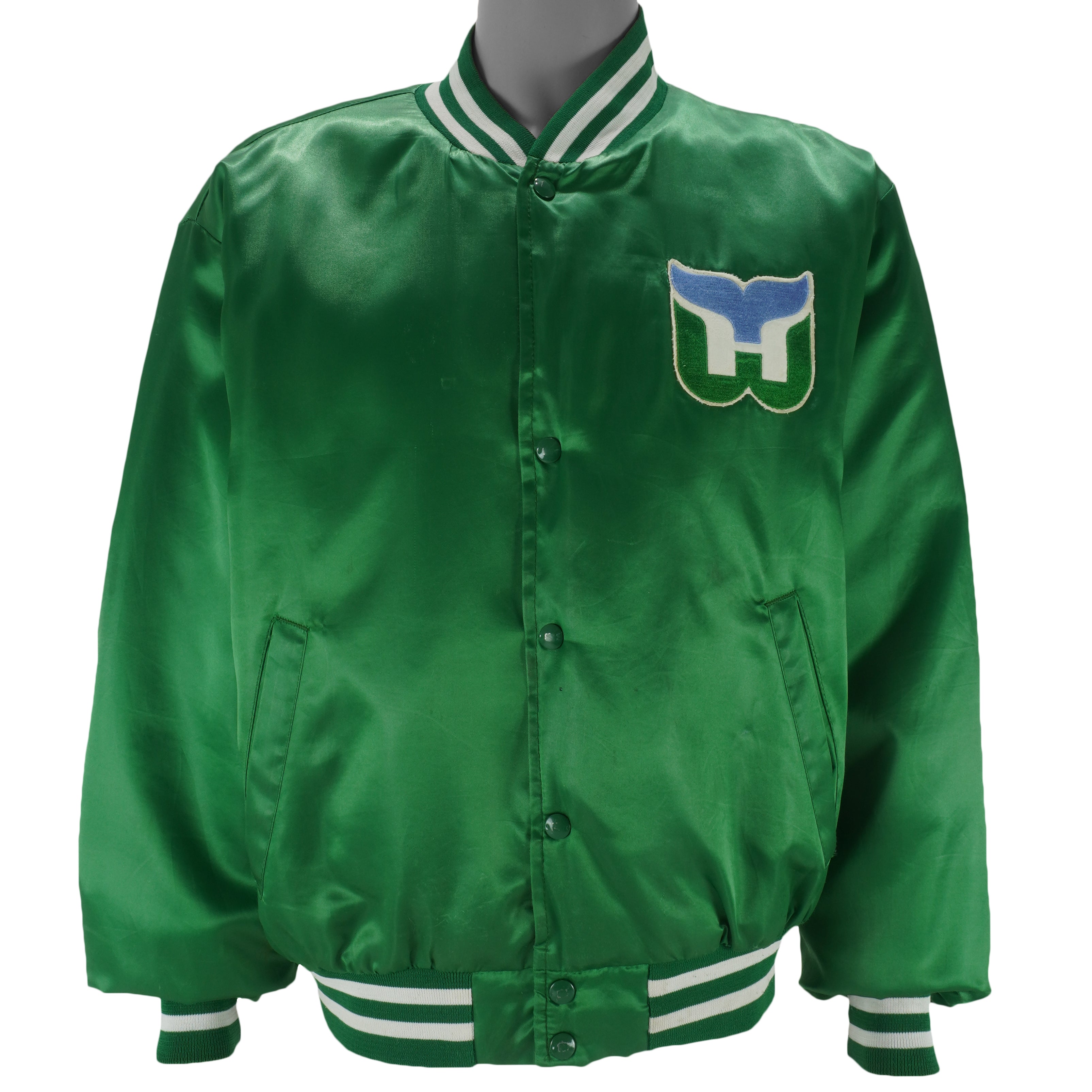NHL (Swingster) - Hartford Whalers Satin Jacket 1990s X-Large Vintage Retro Hockey