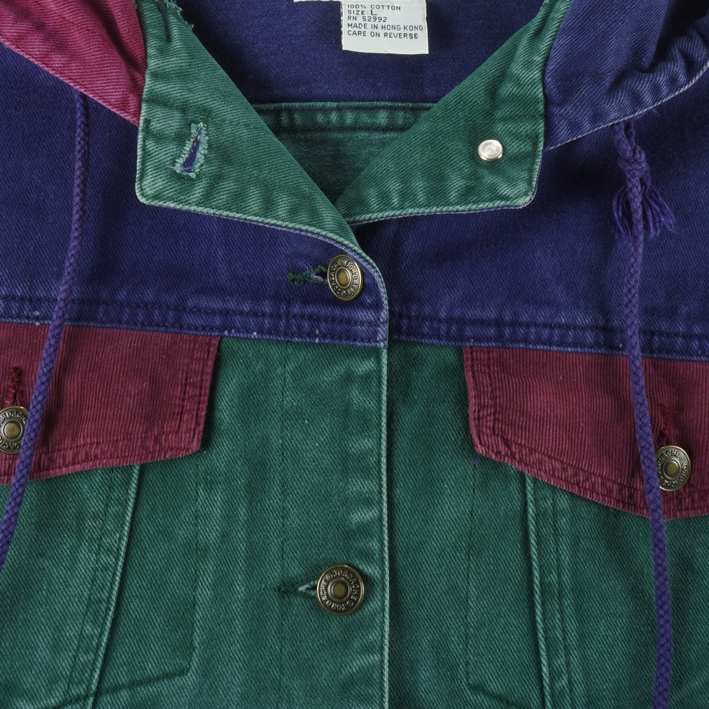 Vintage - Jordache Jeans Wear Hooded Denim Jacket 1990s Large