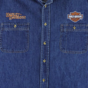 Harley Davidson - Motorcycles Button-Up Denim Shirt 2000s X-Large vintage retro