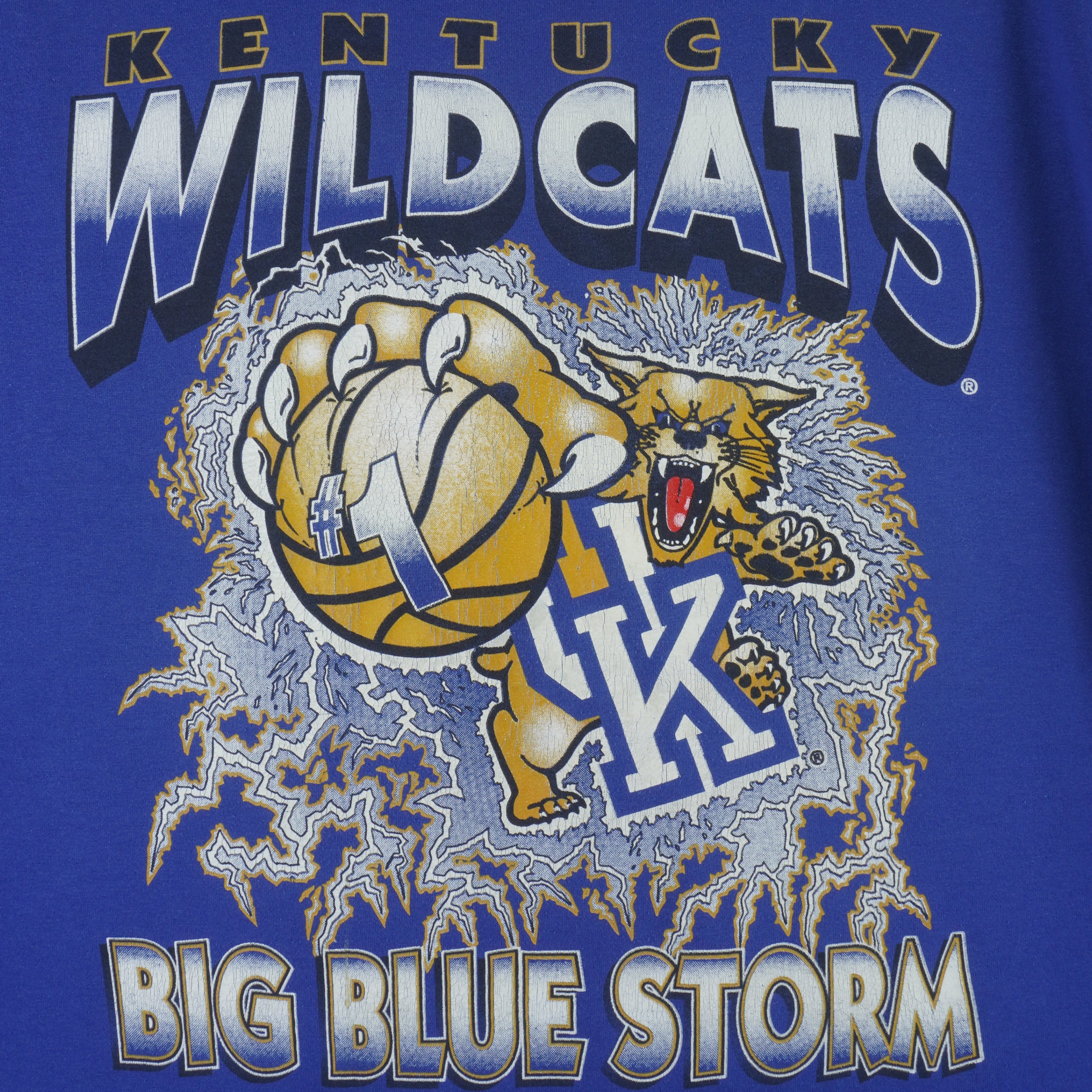 NCAA (Jerzees) - Kentucky Wildcats Big Blue Storm T-Shirt 1997 X-Large