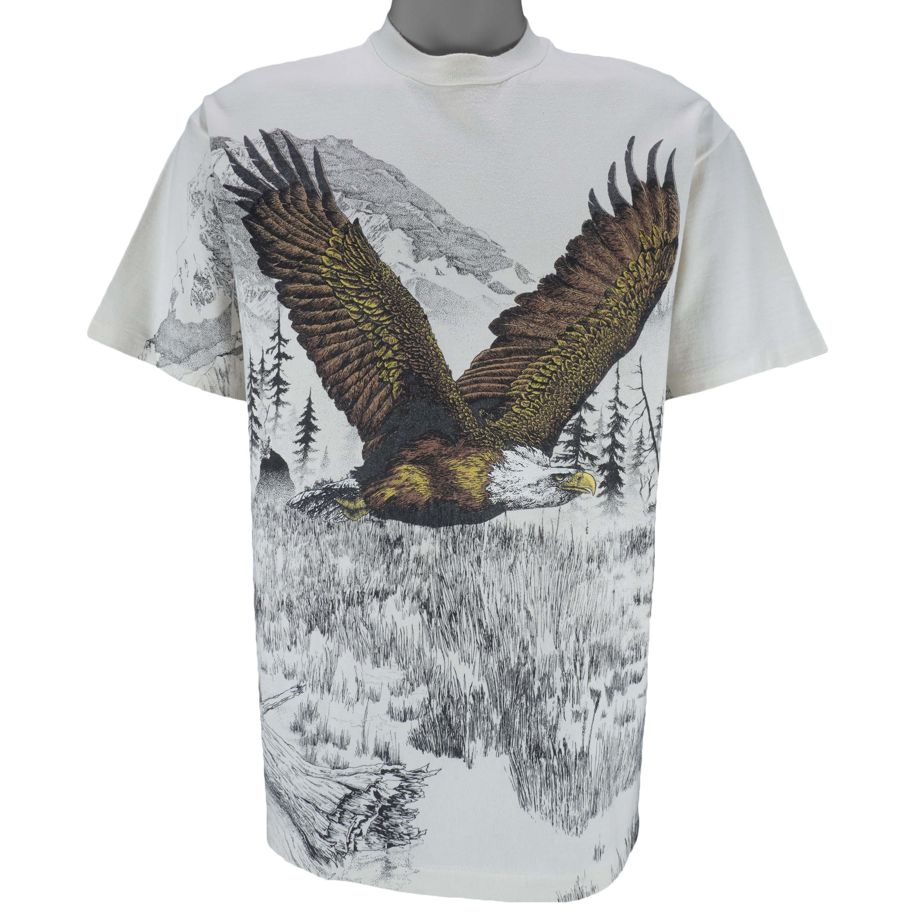 Vintage - Bald Eagle Animal All Over Print T-Shirt 1990s Large