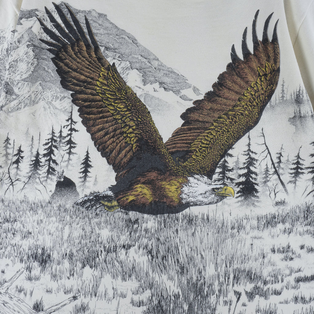 Vintage - Bald Eagle Animal All Over Print T-Shirt 1990s Large