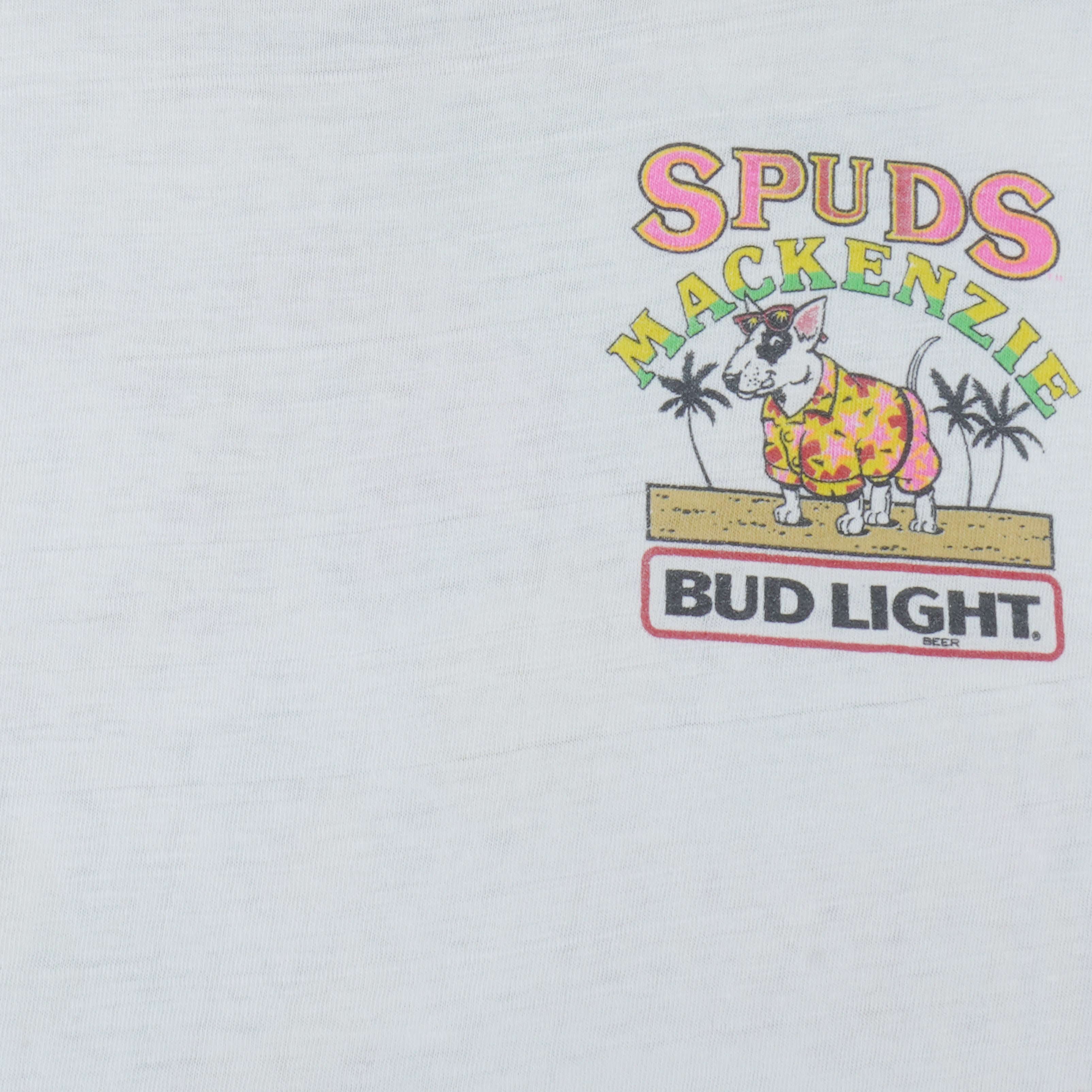 Budweiser - Bud Light Spuds Mackenzie The Party Animal T-Shirt 1987 X-Large vintage retro