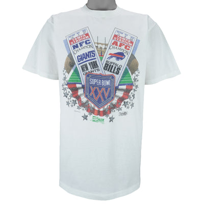 NFL (Salem) - Giants VS Bills Super Bowl XXV Matchups T-Shirt 1991 Large