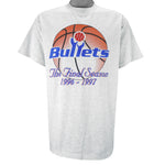 Gray t-shirt with 'Bullets' logo and basketball graphic on a white background