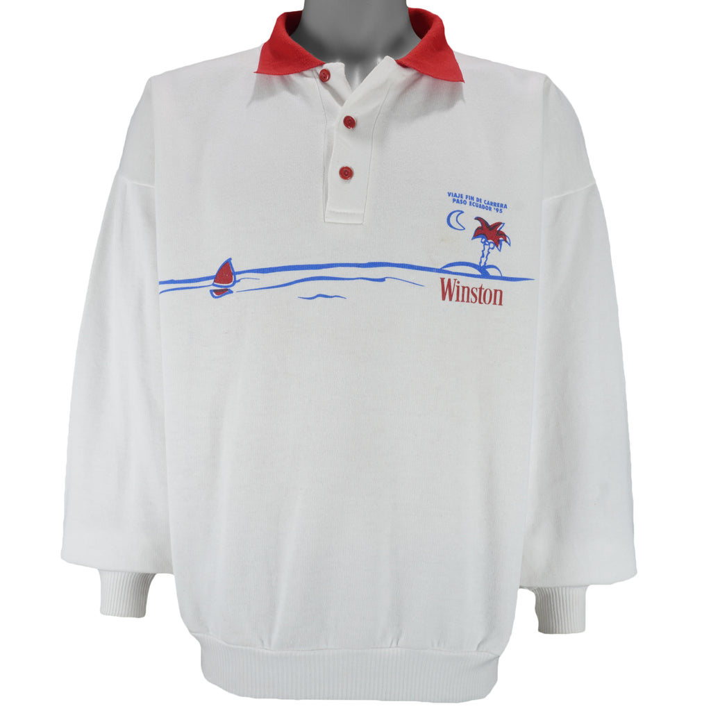 Vintage - Winston Trip'95 Is On Collared Sweatshirt 1995 Large