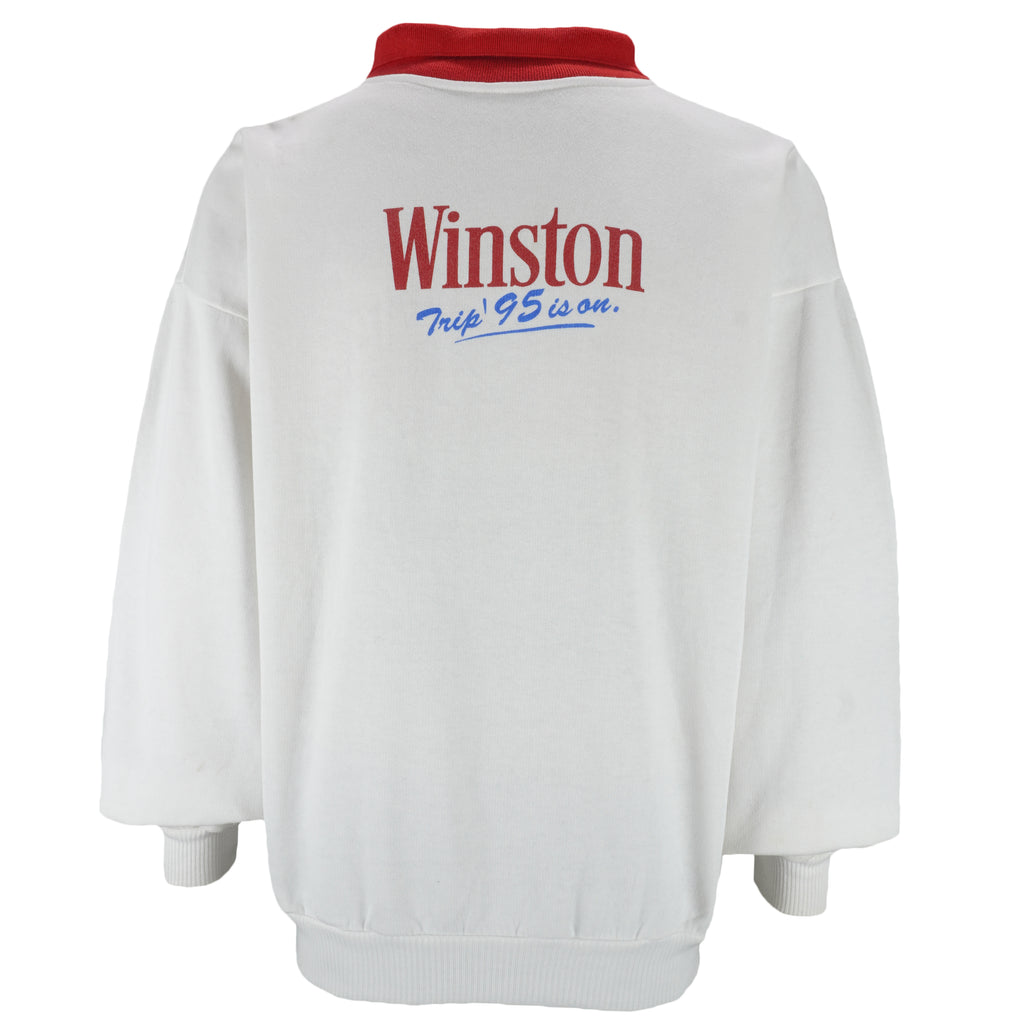 Vintage - Winston Trip'95 Is On Collared Sweatshirt 1995 Large
